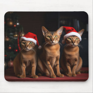 Abyssinier am Kamin Weihnachten Mousepad
