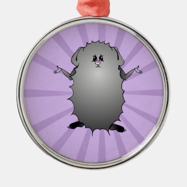 Abyssinisches Meerschweinchen-Comic Silbernes Ornament (Vorne)