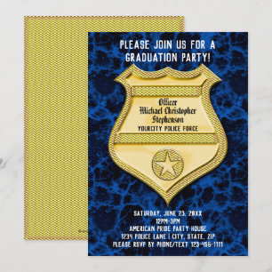 Abzeichen Blue Marble Police Graduation Party Einladung