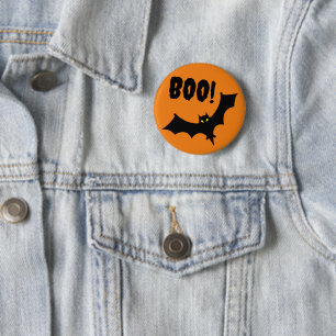 Abzeichen - Boo! Halloween-Fledermaus Button