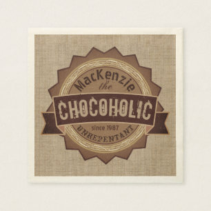 Abzeichen Brown-Logo für Schokolade Lover Grunge Serviette