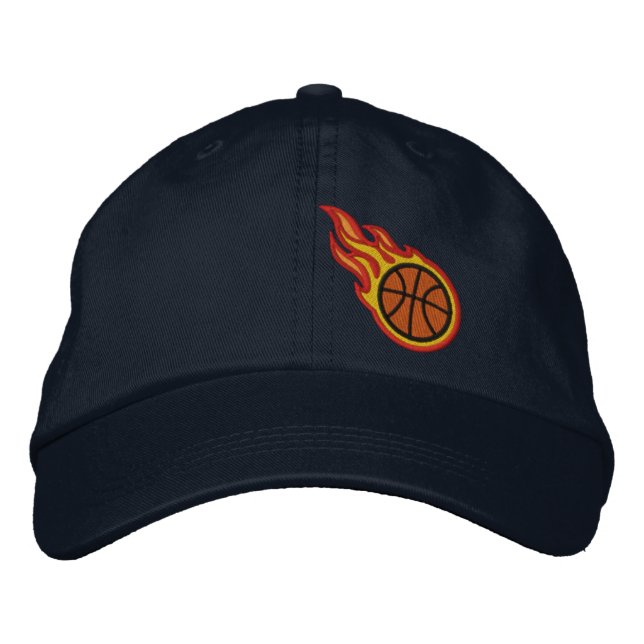 Abzeichen "Custom Racing Flames Basketball Bullet" Bestickte Kappe (Vorderseite)