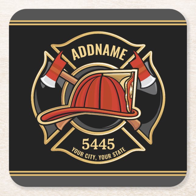 Abzeichen der Abteilung Feuerwehr ADD Rechteckiger Pappuntersetzer (Vorderseite)