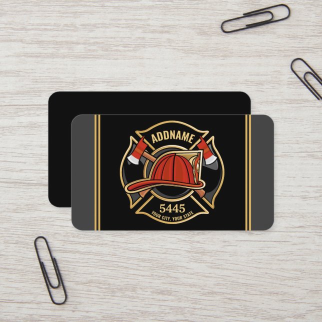 Abzeichen der Abteilung Feuerwehr ADD Visitenkarte (Vorderseite/Rückseite Beispiel)