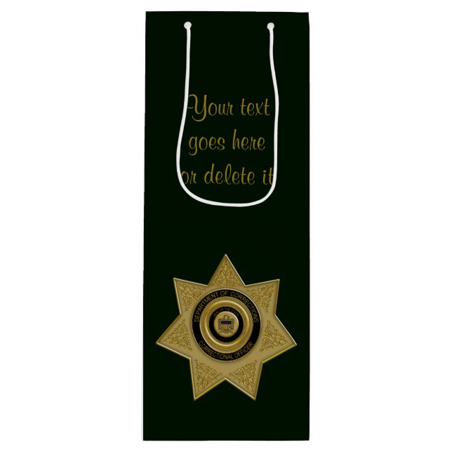 Abzeichen des Anweisungsbefugten, Gold-Gree-Wine-G Geschenktüte Für Weinflaschen (Vorderseite)