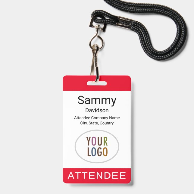 Abzeichen-Event-Logo Lanyard Clip Reel Ausweis (Vorderseite mit Lanyard)