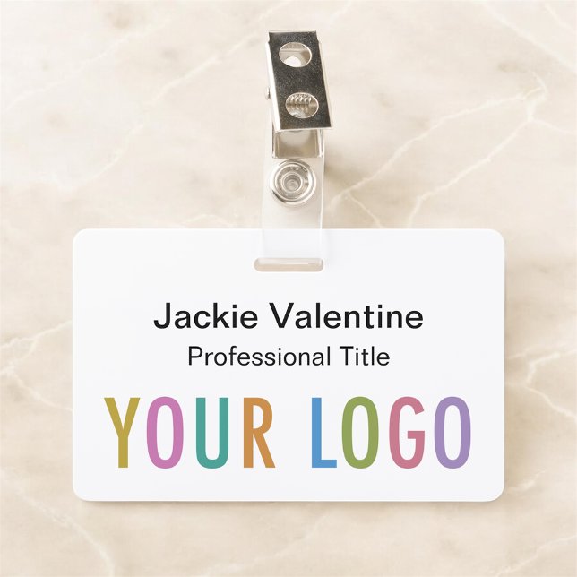 Abzeichen für den benutzerdefinierten Kunststoffna Ausweis (MISOOK White Horizontal Name Badge with Logo on Bottom)