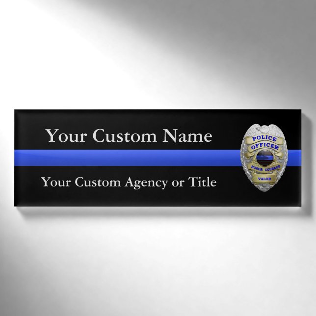 Abzeichen für die Polizei von Thin Blue Line Namenschild (Vorderseite)