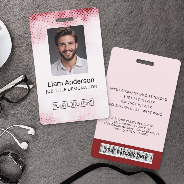 Abzeichen für die vertikale Red Gradient Mitarbeit Ausweis (Custom Employee Photo Badge)
