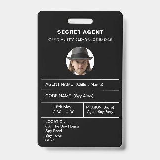 Abzeichen für geheime Agent Spy Party-Identität Ausweis