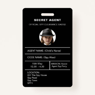 Abzeichen für geheime Agent Spy Party-Identität Ausweis