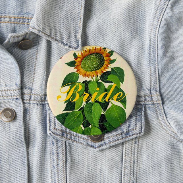 Abzeichen für Hochzeitsfeier mit Sonnenblumen Button (Beispiel)