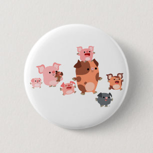 Abzeichen für niedliche Cartoon-Schweinerfamilie Button
