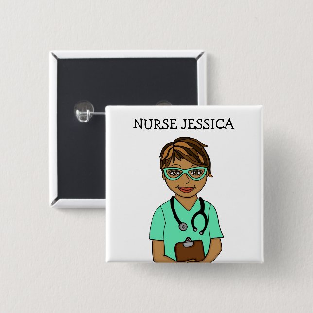 Abzeichen für personalisierte Krankenschwester Button (Vorne & Hinten)