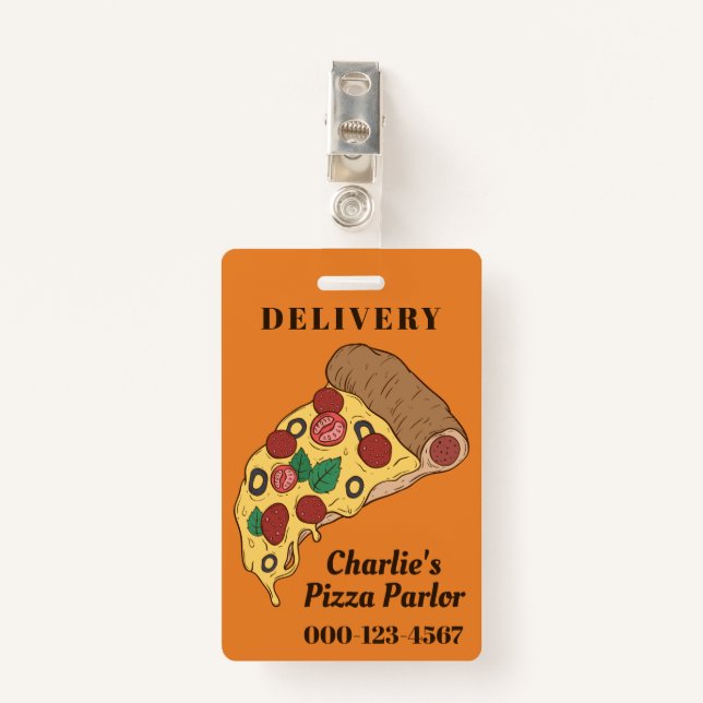 Abzeichen für Text- und Farbpizza-Slips Ausweis (Vorderseite mit Klammer)