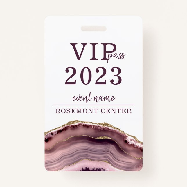 Abzeichen für VIP-Pass-Ereignisnamen Ausweis (Vorderseite)