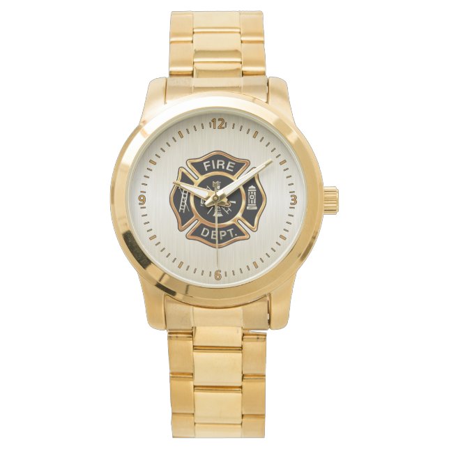 Abzeichen Gold der Feuerwehr Armbanduhr (Vorderseite)