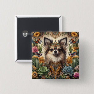 Abzeichen Long haar Chihuahua mexikanische Blumenk Button
