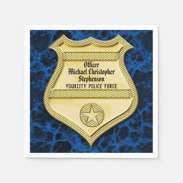 Abzeichen Marmorpolizei Abschluss/Party für die Ei Serviette (Vorderseite)