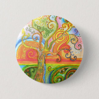 Abzeichen mit psychedelischem buntem Baum-Entwurf Button