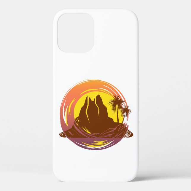 Abzeichen mit tropischer Vulkanlandschaft und Palm Case-Mate iPhone Hülle (Rückseite)