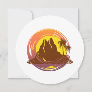 Abzeichen mit tropischer Vulkanlandschaft und Palm Karte