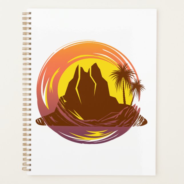 Abzeichen mit tropischer Vulkanlandschaft und Palm Planer (Vorderseite)