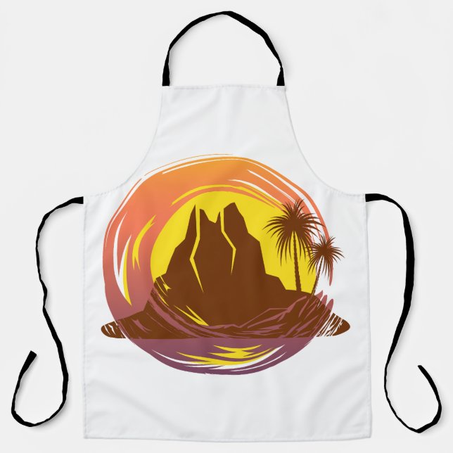 Abzeichen mit tropischer Vulkanlandschaft und Palm Schürze (Vorderseite)