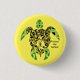 Abzeichen Schützen Sie die Schildkröten! Cagou Sty Button