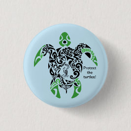 Abzeichen Schützen Sie die Schildkröten! Cagou Sty Button