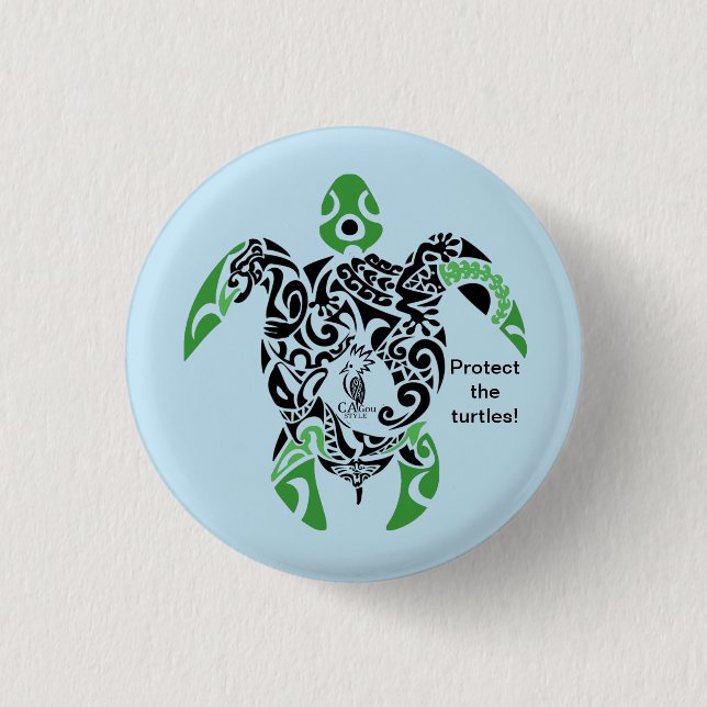 Abzeichen Schützen Sie die Schildkröten! Cagou Sty Button (Vorderseite)