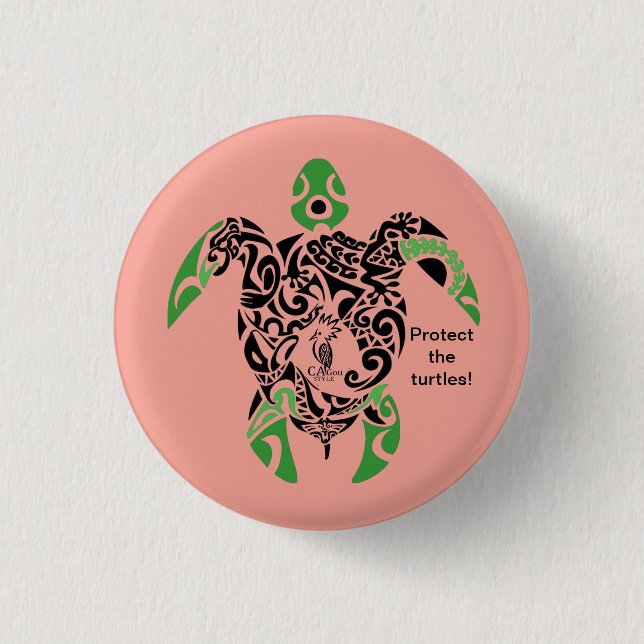 Abzeichen Schützen Sie die Schildkröten! Cagou Sty Button (Vorderseite)