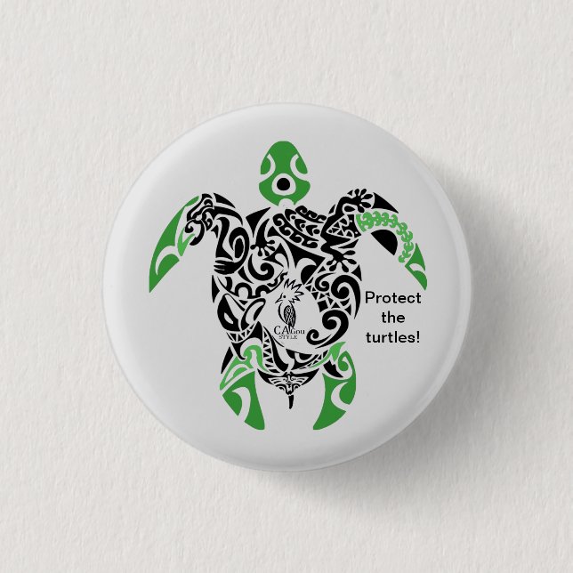 Abzeichen Schützt die Schildkröten! Cagou Stil Button (Vorderseite)