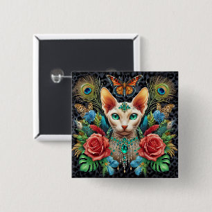 Abzeichen White Sphynx Cat Art Button