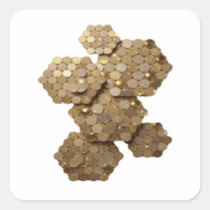 Abziehbare goldene abstrakte Dekor-Design Quadratischer Aufkleber