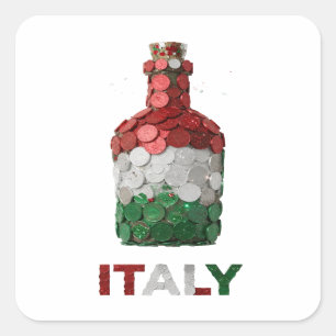 Abziehbare Silber-ITALY-Aufkleber-Grafik Quadratischer Aufkleber