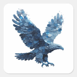 Abziehbare Silber-WATER-EAGLE-Aufkleber-Gestaltung Quadratischer Aufkleber