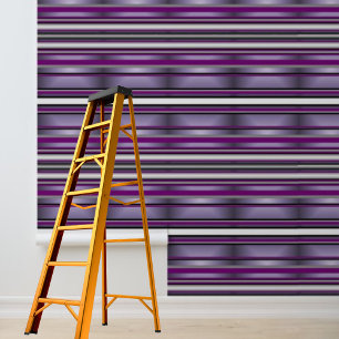 Abziehbare Tapete schwarze violette weiße Streifen