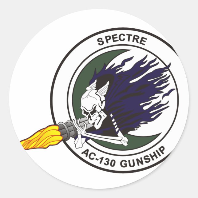 AC-130 Raumschiff Runder Aufkleber (Vorderseite)
