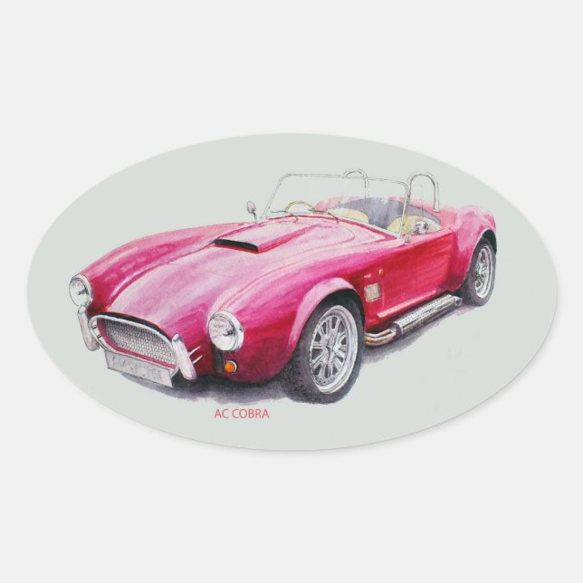 AC Cobra Red Classic Sports Car Ovaler Aufkleber (Vorderseite)