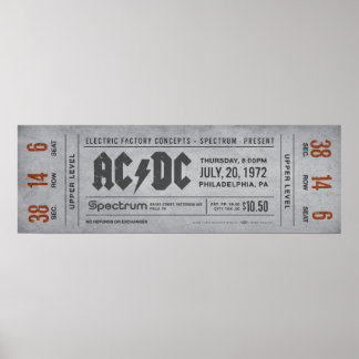 AC/DC Konzert Ticket – Vintage Rock Wandkunst Druc Poster
