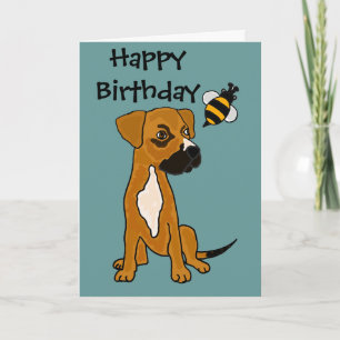 AC- Niedlicher Boxerpuppy und Bier-Cartoon Karte