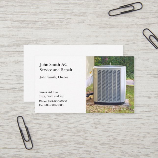 AC Service and Repair Business Card Visitenkarte (Vorderseite/Rückseite Beispiel)
