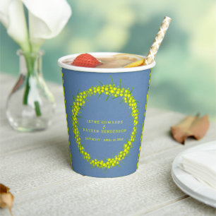 Acacia gelben Wattle on Blue Art Hochzeit Pappbecher