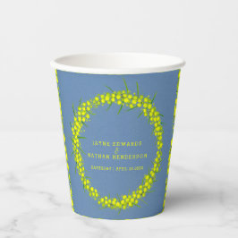 Acacia gelben Wattle on Blue Art Hochzeit Pappbecher
