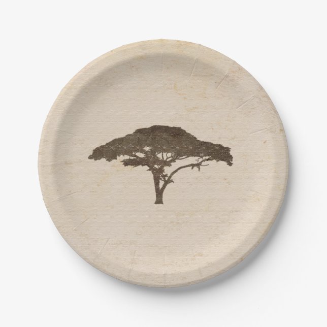 Acacia Tree African Safari Pappteller (Vorderseite)