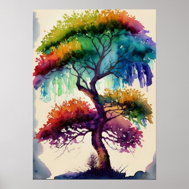 Acacia Tree Watercolor Art Poster (Vorne)