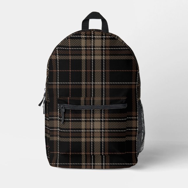 Academia Black Kariert Bedruckter Rucksack (Vorderseite)