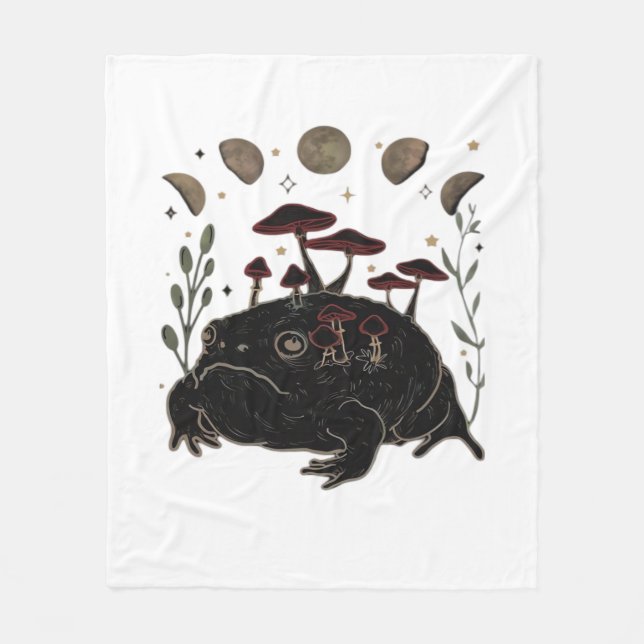 Academia Moon Witchy Goblincore Aesthetic Frog Cla Fleecedecke (Vorderseite)