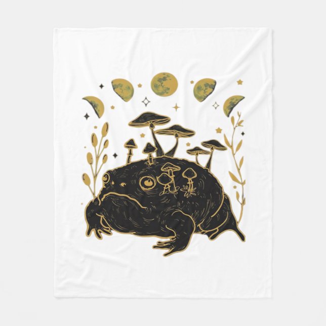 Academia Moon Witchy Goblincore Aesthetic Frog Cla Fleecedecke (Vorderseite)